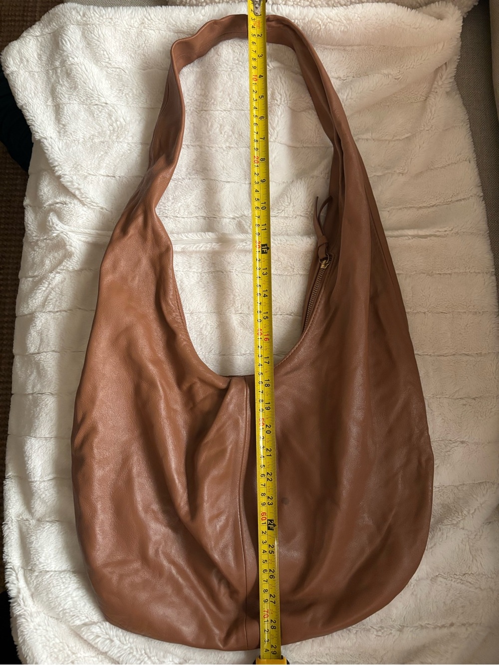 Beautiful Anthropologie GENUINE LEATHER cognac brown hobo slouchy bag